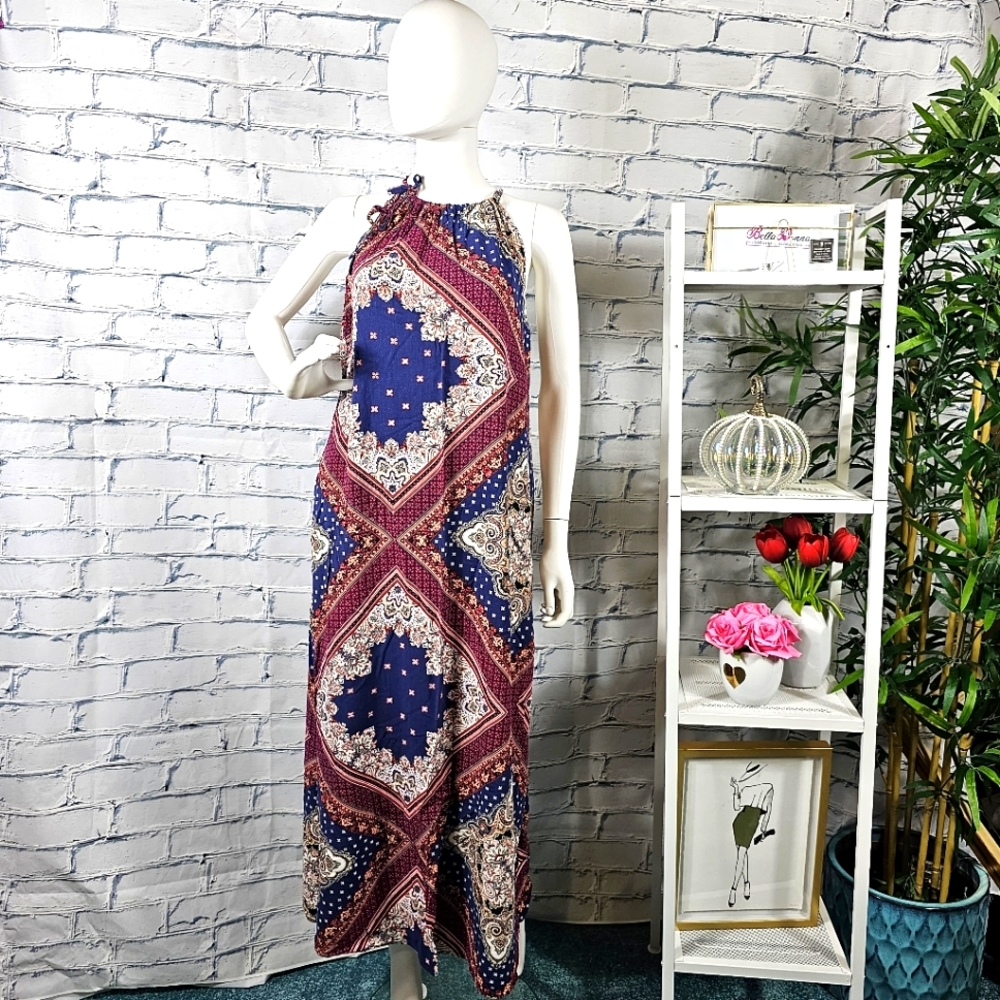 Print Maxi Halter Dress